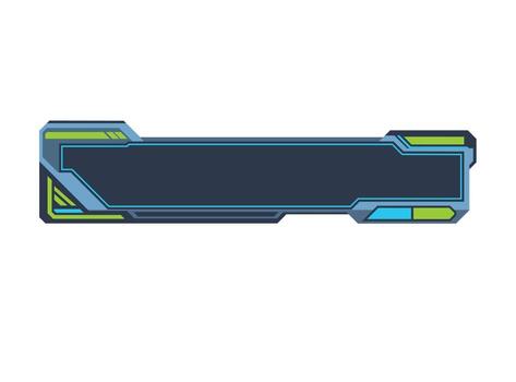 Futuristic abstract title banner lower third blue and green border gaming, tech streaming vector