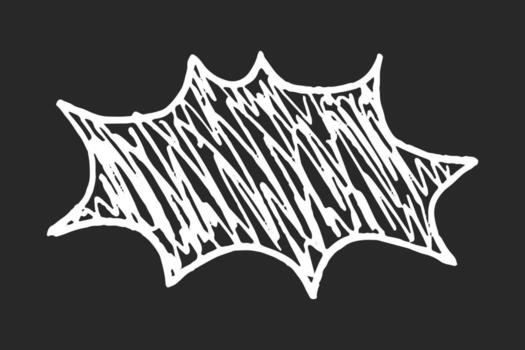 Crayon outline speech bubble in sketch style, accented with chalk strokes. Text box chalkboard for text. Handwriting doodle details. vector