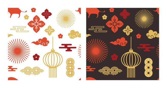 Chinese abstract seamless pattern . Illustration of traditional ornament and oriental background. happy new year. oriental background for New Year vector