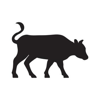 Clean and modern illustration of a walking bovine silhouette, ideal for various design projects requiring a minimalist animal icon or farm-related graphic element vector