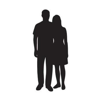 elegante silueta de un amoroso Pareja en pie juntos, simbolizando unidad, camaradería, y un fuerte relación vínculo. Perfecto para varios gráfico diseño elementos y proyectos vector