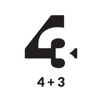 Abstract logo design artfully combining the numbers four and three. A unique and modern typographic symbol for branding vector