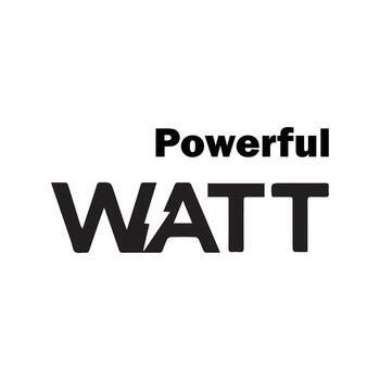 Powerful electrical unit concept symbolizing strength and energy with a lightning bolt integrated into bold typographic design, conveying potency and force vector