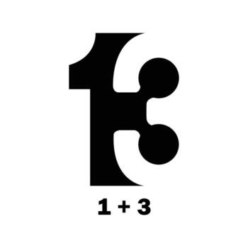 Creative black logo design featuring the numbers one and three merged to form the numeral thirteen or an abstract letter monogram vector