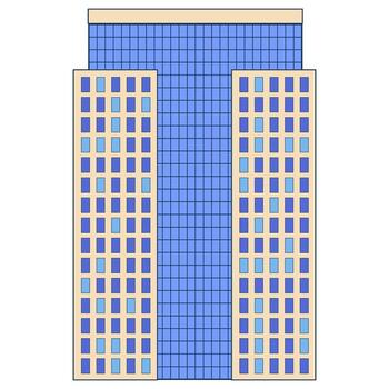 illustration of a modern city office tower, a tall skyscraper building with many windows vector