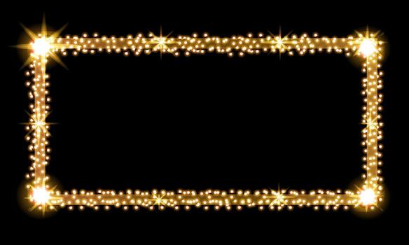 A square frame made of gold stars on a black background vector