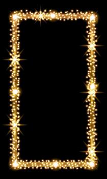 A square frame made of lights on a black background vector