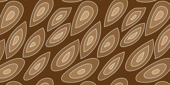 Retro seamless background with abstract concentric teardrop shapes in warm brown earth tones vector