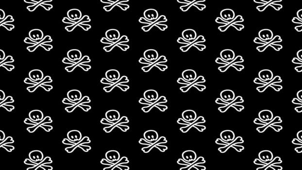 Skull and Crossbones Pattern on Black Background vector