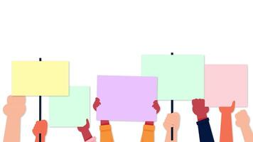 färgrik tom fyrkant papper animering händer innehav tom papper meddelande styrelse presentation visa video