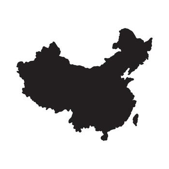 Minimalist black silhouette map of China, precisely depicting the national geographical outline as a versatile graphic on a clean white background, perfect for educational resources vector