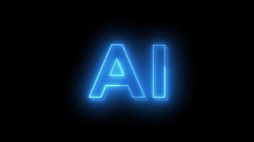 Glowing Neon Lines Transition Animation Reveal AI Text in Vibrant Cyan Color Against Black video
