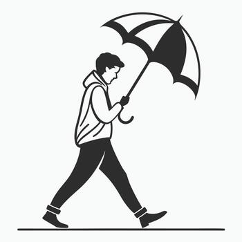 A man walking with an umbrella in vector