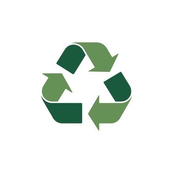 A green recycling symbol with three arrows forming a loop on a white background vector