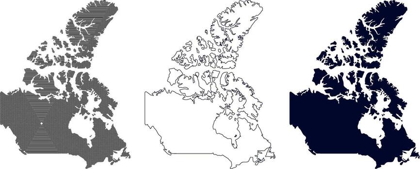 Canada map. Canada line art map. Geometric circle outline shape design displaying different style geometric shape map vector