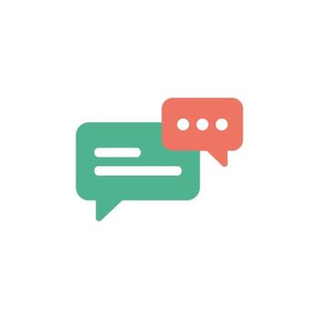 Two colorful chat bubbles green and red for online conversation or communication on white background vector