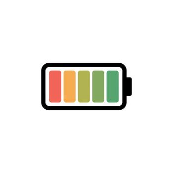 Colorful battery charge indicator showing different levels on a clean white background vector