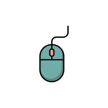 A simple wired computer mouse with a scroll wheel and cord shown on a white background vector