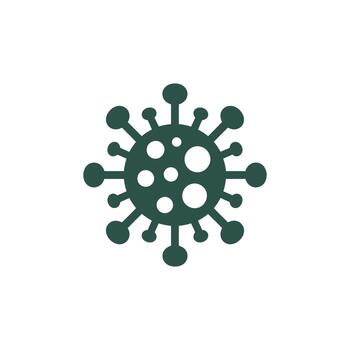 Dark green solid virus icon with white internal spots and distinct external spikes vector