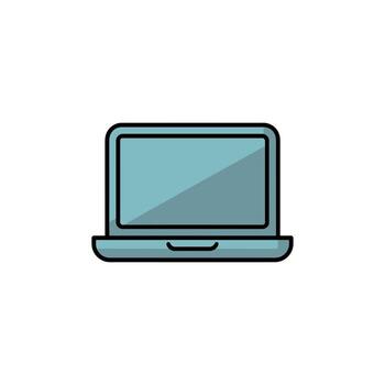 A closed laptop computer with a sleek design and dark screen on a white background vector