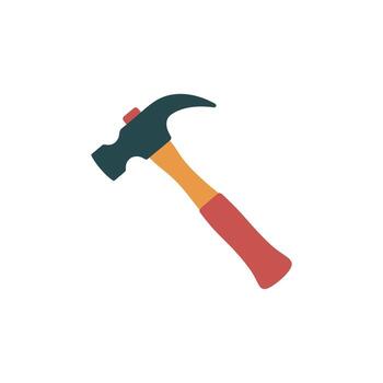 A flat design claw hammer tool featuring an orange handle on a clean white background vector