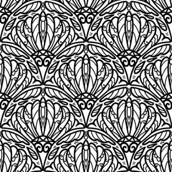 line flower scribble repeat pattern vector