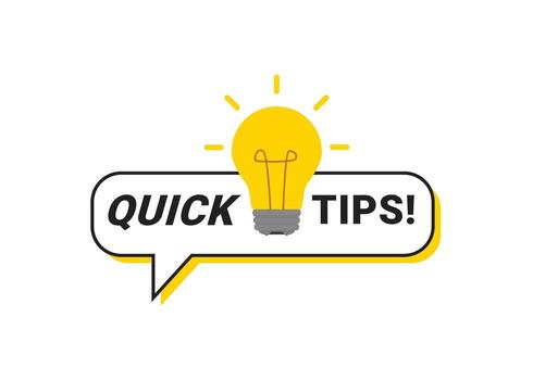 Quick tips message bubble with light bulb emblem stock illustration vector