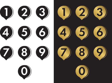 Number icons for 0-9 numbers, ranking, numbering, infographics, speech bubble procedure steps vector