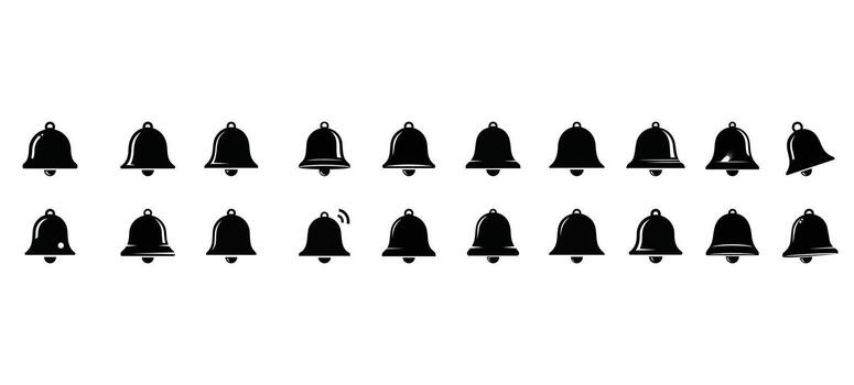 notificación campana icono conjunto para alerta recordatorio y mensaje diseño vector