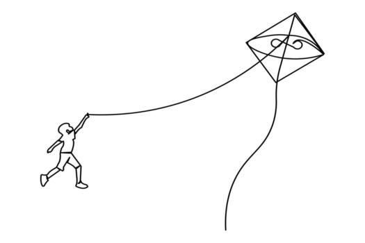 One line art of kite minimalist design simplicity on clean white background vector