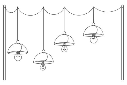 Minimal continuous one line light bulb outline illustration vector