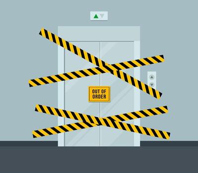 Out of order elevator with warning tape vector