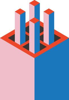 Dynamic Bauhaus pattern volumetric shapes vector