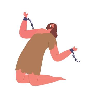 Man With Broken Chain Cuffs Symbolizes Freedom, Liberation, And Breaking Free From Oppression Or Captivity vector