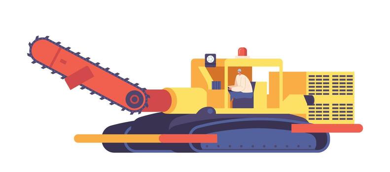 Miner Drive Mining Machine, Powerful Equipment That Uses Advanced Technology To Extract Minerals From Earth Surface vector