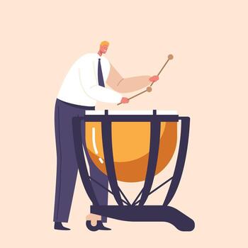 Talented Classical Musician Captivating The Scene With Skillful Drumming, Delivering Mesmerizing Rhythms vector