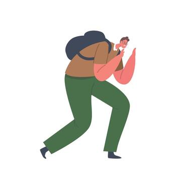 Man Displaying Signs Of Confusion And Anxiety Feeling Uncertain And Overwhelmed By His Thoughts And Emotions vector