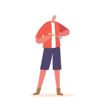 masculino personaje con cincel en manos aislado en blanco antecedentes. experto artesano con tallado herramienta para haciendo diseños vector