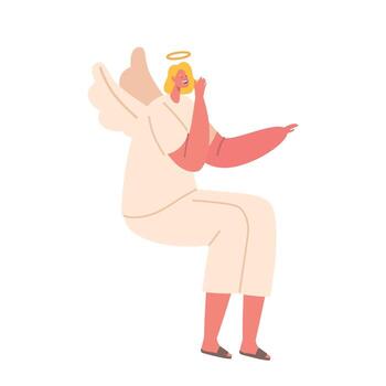 Divine Celestial Being With Wings And Halo, Symbolizing Purity And Goodness. Depicted As A Messenger Or Guardian vector