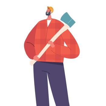 Strong Lumberjack With A Sturdy Axe, Ready To Tackle Trees. Hardworking, Skilled, And Fearless, Character Use Strength vector