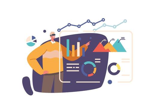 Character Work with Data in Cyberspace. Concept of Analytics, Finance Risk Management, Artificial Intelligence vector