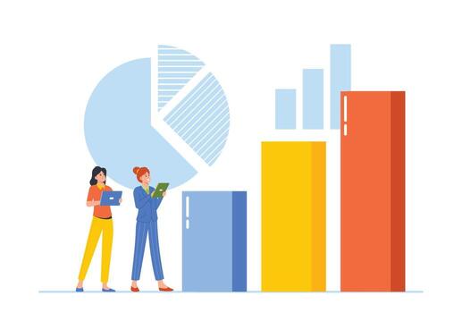 Business Characters Testing and Measuring Analysis Charts. Benchmarking, Indicator Comparing Process Concept vector
