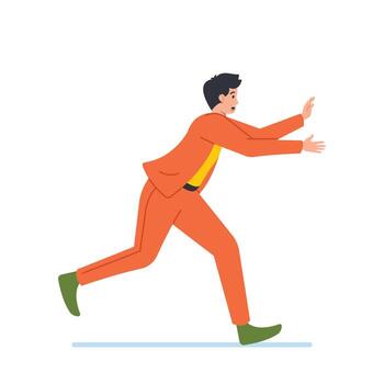 oficina empleado masculino personaje corriendo con temeroso expresión, parece preocupado o asustado acerca de alguna cosa urgente vector