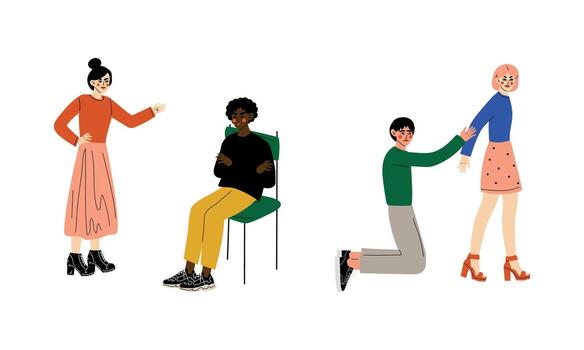 Quarrelling Couple Solving Problem and Misunderstanding in Relationship Set vector