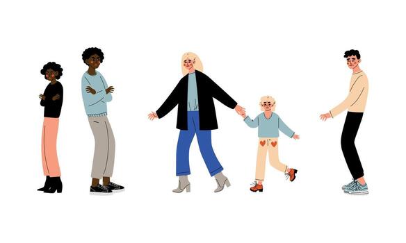 Conflicting Parents Arguing with Each Other Scolding and Shouting at Each Other Set vector