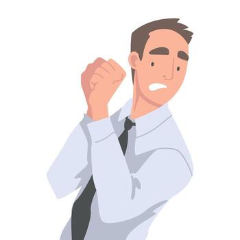 Man Office Employee Afraid of Something and Terrified Shaking with Fear Illustration vector