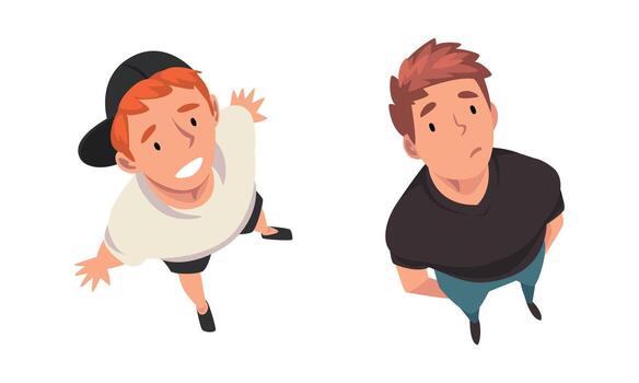 Man Character Looking Up View from Above Set vector