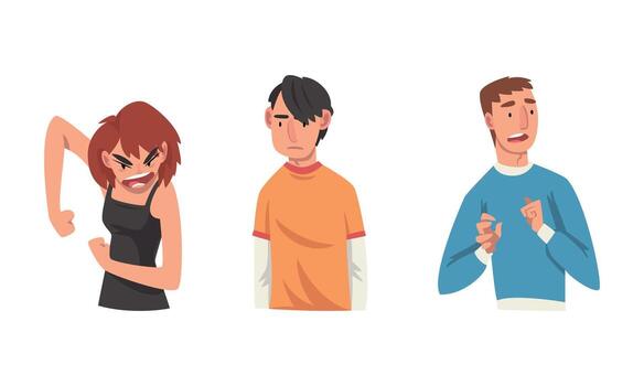 Man and Woman Having Different Facial Expression and Feeling Set vector