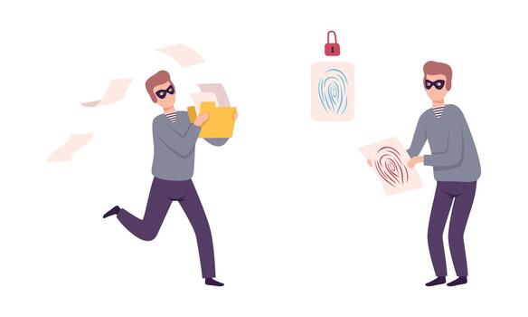 Hacker Stealing Personal Data with Phishing Site Set vector