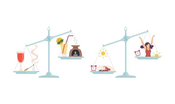 Outbalanced Scales with Different Things of Value Comparison Set vector